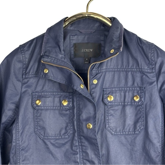 J. CREW 19034 BLUE DOWNTOWN FIELD WAXED 100% COTTON PLACKET UTILITY JACKET - Picture 8 of 16